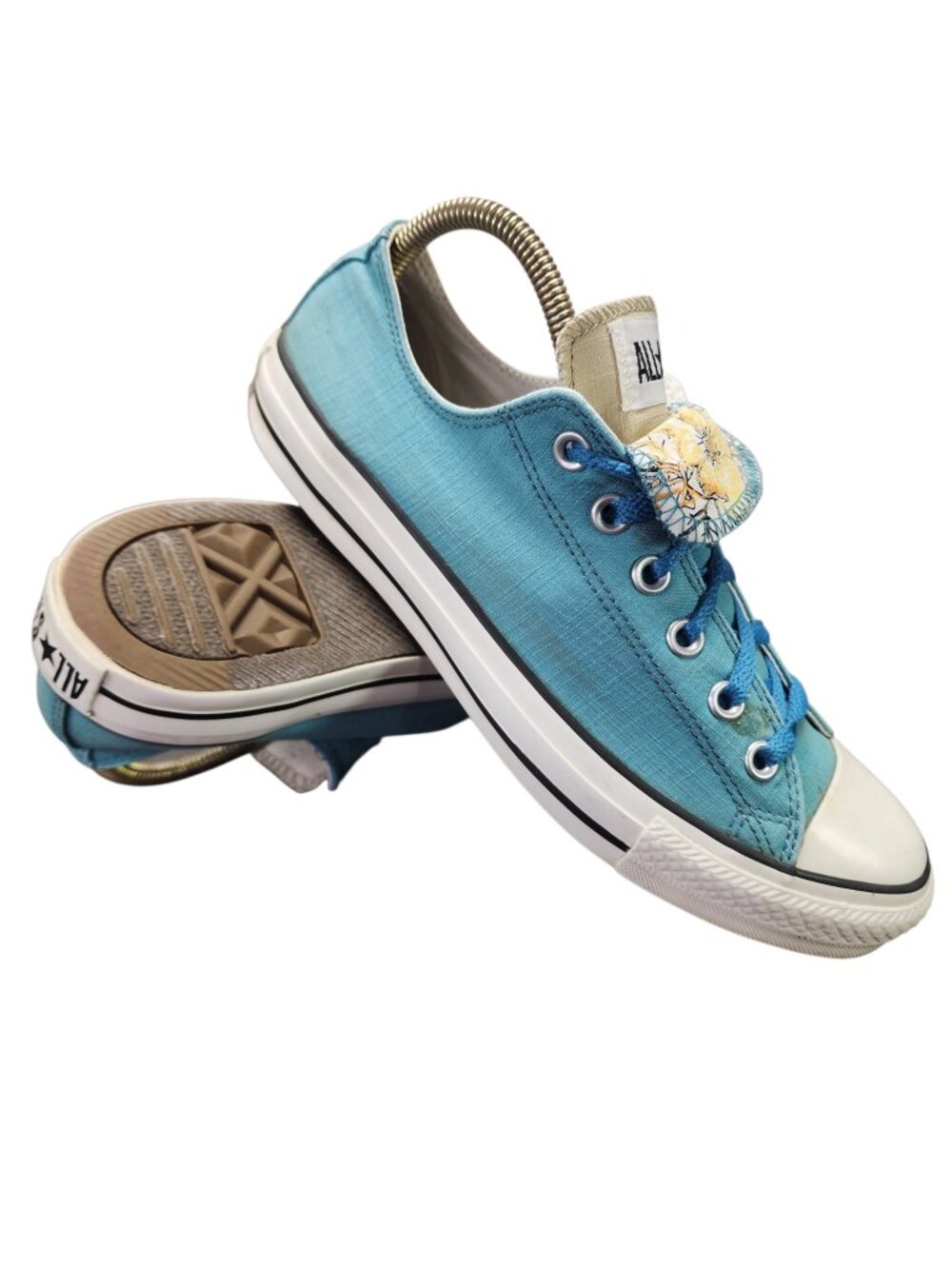 Converse Chuck Taylor All Star Shoes Womens Size 8 Blue Double Tongue Floral